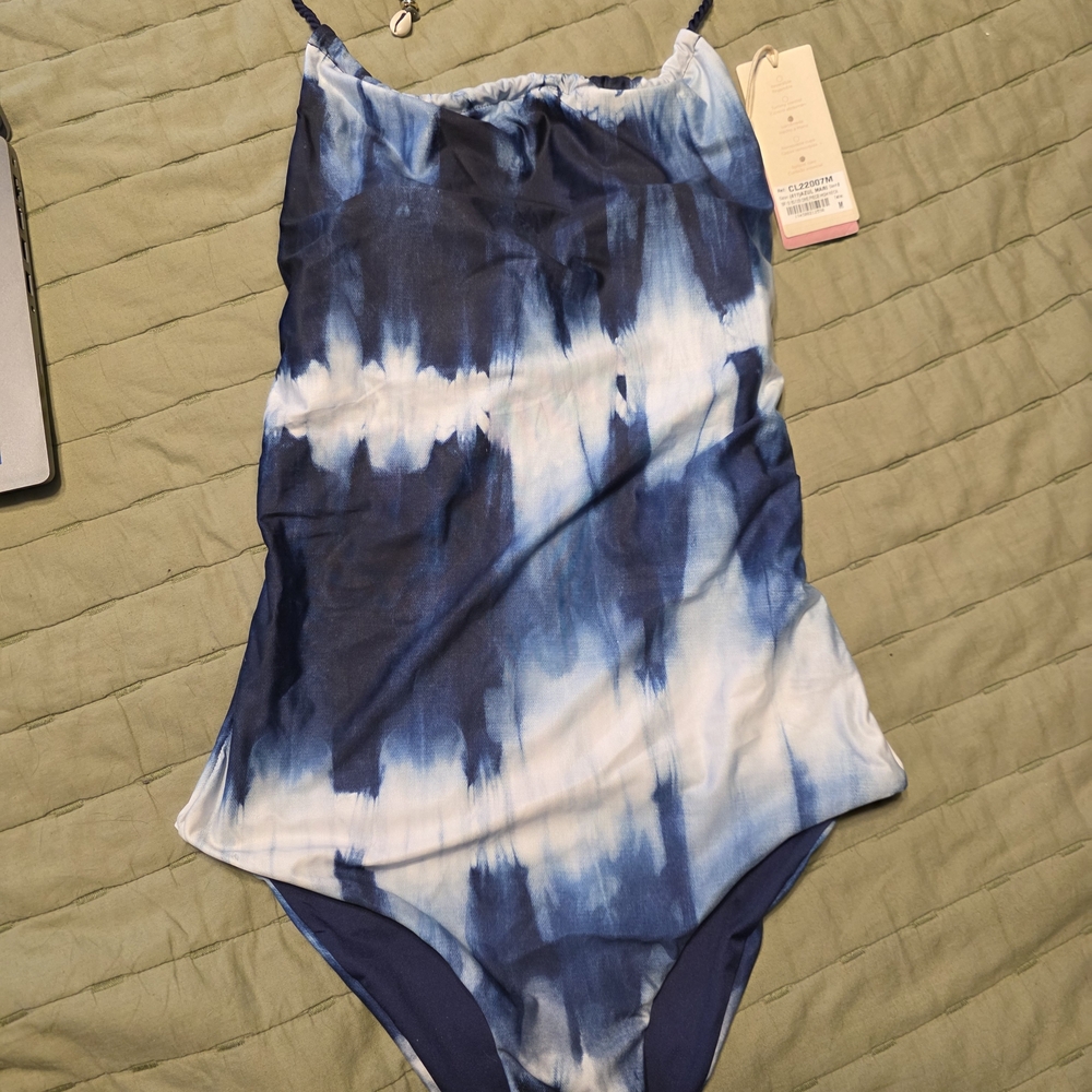 Tie-Dye Navy & White One-Piece Swimsuit
